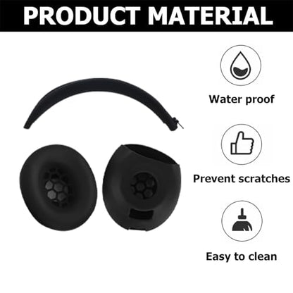Studio Pro Silicone 2-in-1 Sweat Case Cover Set with Anti-Scratch Ear Pad Covers & Zipper Headband Cover – Compatible with Beats Studio Pro Wireless Headphones（Black） - color: Black 2-in-1