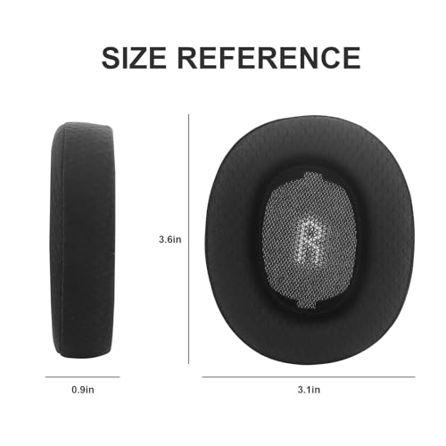E55BT Mesh Fabric Ear Pads Replacement Ear Cushions Compatible with JBL E55BT E55 bt Over-Ear Wireless Headphones Breathable Fabric Noise Isolation Memory Foam Earpads Added Thicknes Earmuffs (Black)