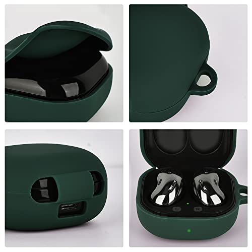 AIRSPO Silicone Case Compatible with Samsung Galaxy Buds 2 Pro/Galaxy Buds 2/ Galaxy Buds Pro/Galaxy Buds Live Case (Midnight Green) - color: Midnight Green