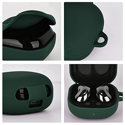 AIRSPO Silicone Case Compatible with Samsung Galaxy Buds 2 Pro/Galaxy Buds 2/ Galaxy Buds Pro/Galaxy Buds Live Case (Midnight Green) - color: Midnight Green