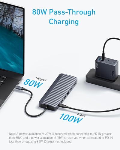Anker Laptop Docking Station 3 Monitors, 14in1 USBC Hub with Triple Display | Dual 4K HDMI USB C Docking Station, VGA, 80W Max PD, USBA and USBC Data Ports, for Dell XPS and More (Charger Not Included) - size: 14 in 1 USB C Hub