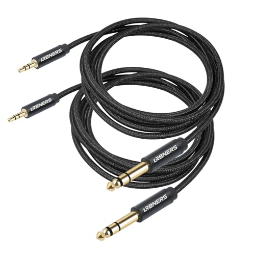 6.6FT 3.5mm Male to 6.35mm Male TRS Stereo Audio Cable, Black Spray-Paint Shell, 1/4 Inch to 1/8 Inch Jack Converter Braided Cable for Headphones, Instruments, Speakers 2-Pack - color: 6.6FT - 2Pack