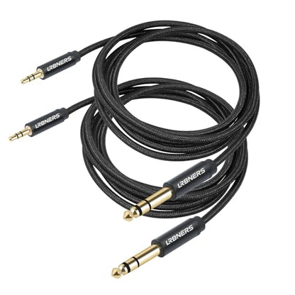 6.6FT 3.5mm Male to 6.35mm Male TRS Stereo Audio Cable, Black Spray-Paint Shell, 1/4 Inch to 1/8 Inch Jack Converter Braided Cable for Headphones, Instruments, Speakers 2-Pack - color: 6.6FT - 2Pack