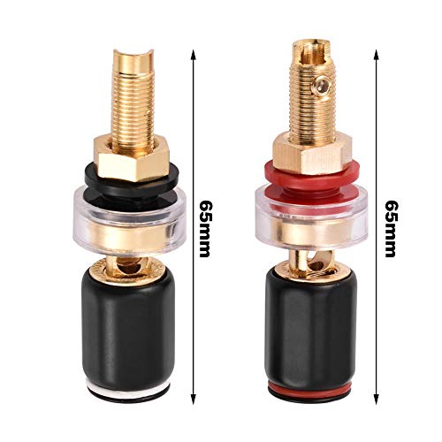 Welding Copper Terminal, 2 Pcs Copper Binding Post Terminal Black and Red 4mm Banana Plug Binding Post for Speaker