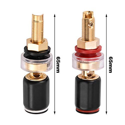 Welding Copper Terminal, 2 Pcs Copper Binding Post Terminal Black and Red 4mm Banana Plug Binding Post for Speaker