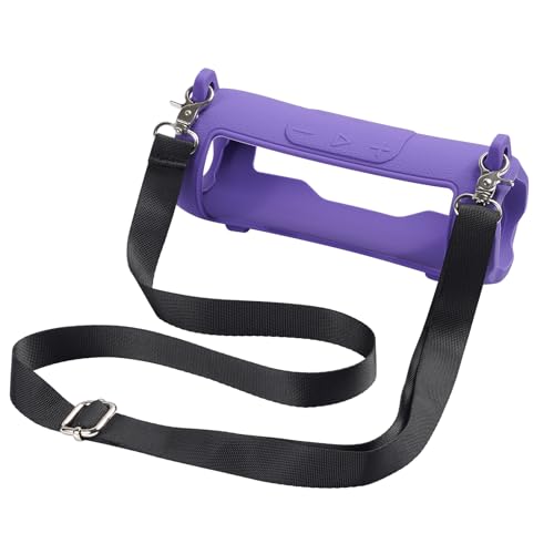 Silicone Cover Compatible with JBL Flip 7 Waterproof Portable Speaker with Shoulder Strap (Purple) - color: Purple