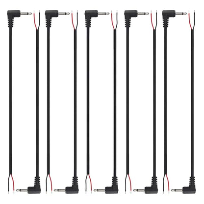 10PCS 3.5mm 1/8" TS Mono Right Angle Male Plug to 2Wire Pigtail Cable | 25cm Length，TS 2Pole，for Headphone Headset Earphone DIY Repair Replacement - style: 3.5mm TS Mono Right Angle Male