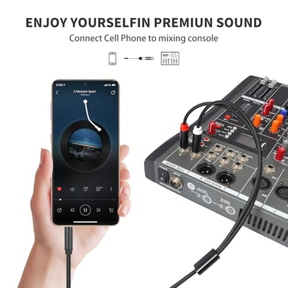 3.5mm TRS to Dual 6.35mm 1/4 TS Mono Breakout Cable，(3.3FT) Y Splitter Stereo Cord Adapter Compatible with iPhone, Computer Sound Card, CD Player, Multimedia Speaker, Home Stereo System - color: 3.3 FT