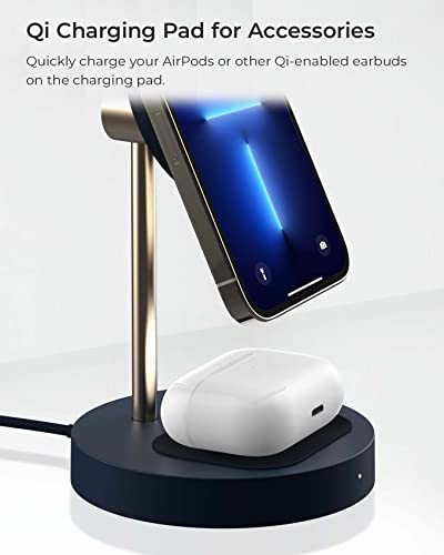 iOttie Velox Magnetic Wireless Duo Stand. 7.5W Mounting Stand + 5W Charging Pad. MagSafe Compatible for iPhone 12, iPhone 13, iPhone 14, & iPhone 15 Series & Qi AirPods Charger (Adapter not Included) - style: Magnetic Wireless Charging Duo Stand
