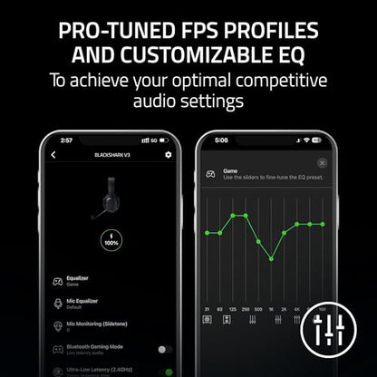 Razer BlackShark V3 Wireless PC Gaming Headset, 70 Hr Battery, Black | 50mm Drivers, Super Wideband Mic, 2.4 GHz, Bluetooth, Wired USB-C, Works with Mac, PS5, Nintendo Switch, Smartphone - color: Black