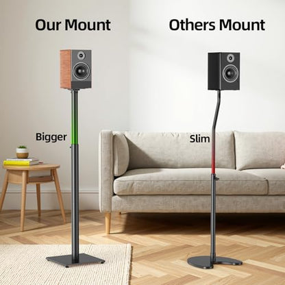 USX MOUNT Bookshelf Speaker Stands Pair, Height Adjustable Extends 32-42 inch for Rear Surround Sound Speakers, Floor Satellite Speaker Stands for Vizio Bose Sony JBL Klipsch Polk, Max Load 11 lbs - size: 32" to 42"