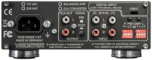 Violectric DHA V226 Headphone Amplifier/DAC | HeadphoneAmplifier / DAC, 4 powerful amps, 3500 mW, analogue stereo inputs, unbalanced via RCA, Made in Germany - color: DHA V226, size: DHA V226
