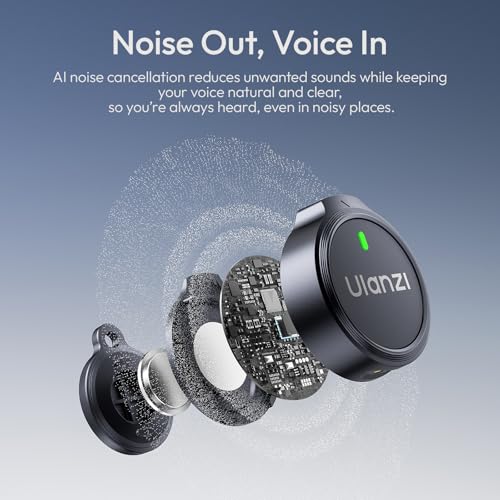 ULANZI A21 Drawer Wireless Microphone for iPhone 14/13/12/11(2TX + Lightning RX), Mini Lapel Mic with 32khz 24bit, AI Noise Reduction, Ultralight Button TX, 36H Battery for Video Recording, Streaming - size: Lightning