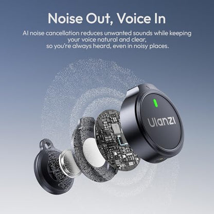 ULANZI A21 Drawer Wireless Microphone for iPhone 14/13/12/11(2TX + Lightning RX), Mini Lapel Mic with 32khz 24bit, AI Noise Reduction, Ultralight Button TX, 36H Battery for Video Recording, Streaming - size: Lightning