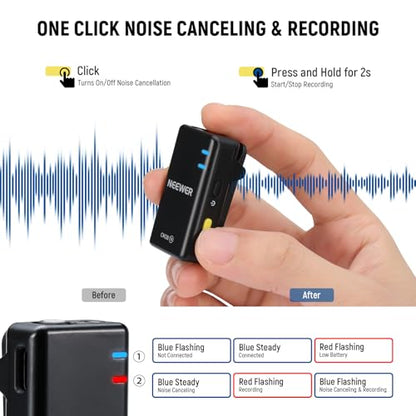 NEEWER CM28 Wireless Lavalier Microphone System, 1 Click Noise Canceling, 4GB Storage for 9Hrs of 48KHz 16 Bit Uncompressed Audio, Lapel Mic Compatible with iPhone/Android/PC/Camera/iPad - style: CM28