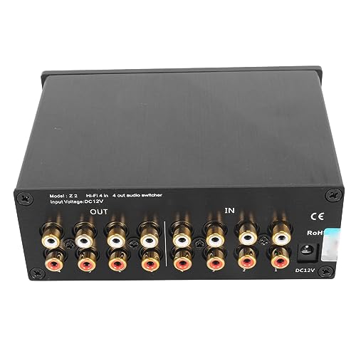 4 in 4 Out Audio Stereo 2.0 L R Audio Sound Selector Box, Dual Channel Lossless HiFi Sound Source Switcher, for DVD Game Consoles (U.S.