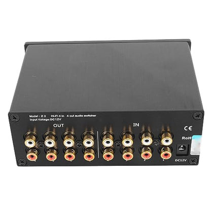 4 in 4 Out Audio Stereo 2.0 L R Audio Sound Selector Box, Dual Channel Lossless HiFi Sound Source Switcher, for DVD Game Consoles (U.S.
