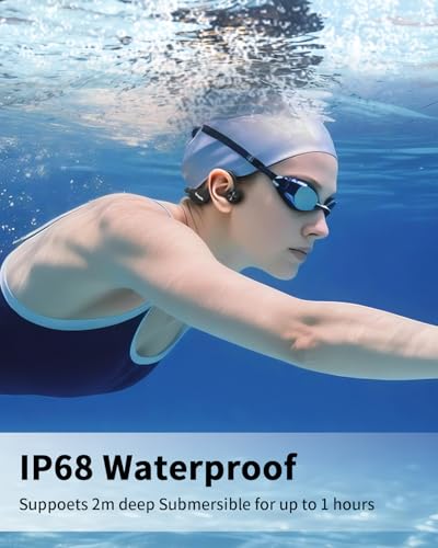 Swimming Headphones,Bone Conduction Headphones Bluetooth 5.3,IP68 Waterproof,32G Memory Sports Headphone,Underwater Headphone with MP3-Player for Swim,Open Earphones for Swimming Running