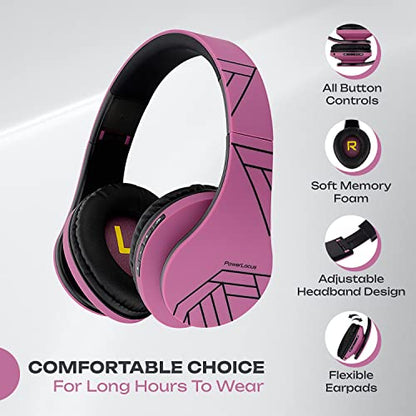 PowerLocus Bluetooth Over-Ear Headphones, Wireless Stereo Foldable Headphones Wireless and Wired Headsets with Built-in Mic, Micro SD/TF, FM for iPhone/Samsung/iPad/PC (Purple) - color: Purple
