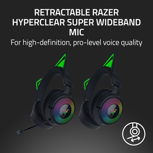 Razer Kraken Kitty V3 Pro Wireless RGB Gaming Headset, Black - color: Black