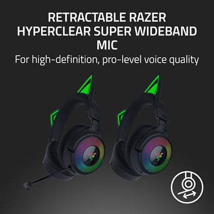 Razer Kraken Kitty V3 Pro Wireless RGB Gaming Headset, Black - color: Black