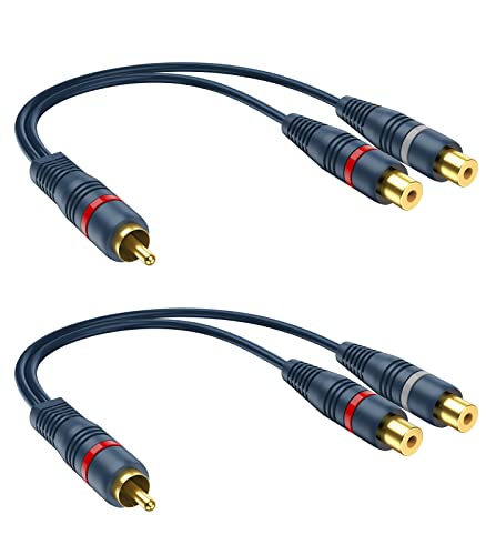 RCA Splitter 1 Male 2 Female 2 Pack, Y RCA Audio Split Adapter