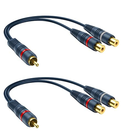 RCA Splitter 1 Male 2 Female 2 Pack, Y RCA Audio Split Adapter