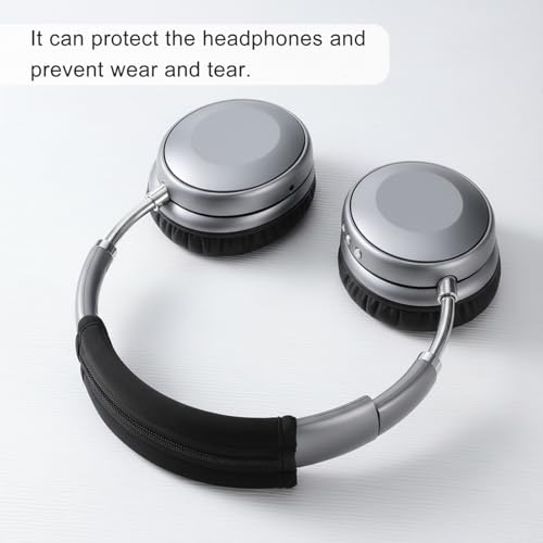 3 PCS Headphone Headband Covers, 1 PCS Headphone Band Cover with Zipper and 2 Pairs Elastic Headphones Covers for Men Women Studying Sports Gaming Gym, Black