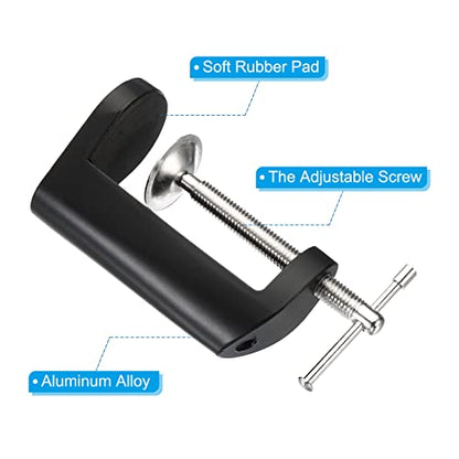 Generic M10 Thread Hole Desk Table Mount Clamp, Universal Adjustable C Shape Desk Clamp for Microphone Arm Desk Lamps Stand, Black