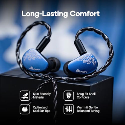 Linsoul Kiwi Ears Cadenza II 10mm Titanium Driver in Ear Monitor, HiFi Wired IEM Earphones with KARS 2.0, Precise Tonal Balance(Blue) Kiwi Ears SONICAP Waterproof Earbud Case(Black)