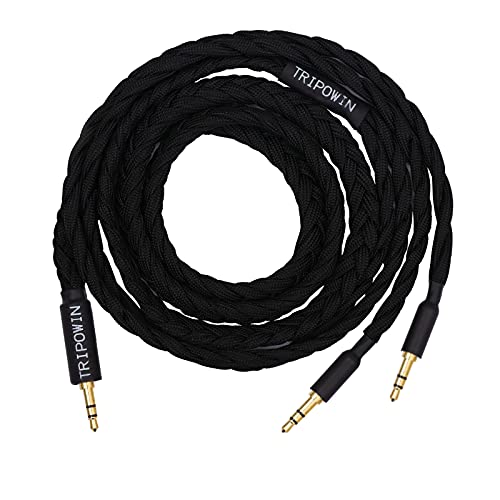 Linsoul Tripowin GranVia Upgraded OFC Headphone Replacement Cable | Dual 3.5mm Connector to 3.5mm Stereo Headphone Cable for HE4XX/HE-400i/HE400se/Goldplanar/Focal ELEGIA, Black, 1.5m - color: Black, size: 1.5m