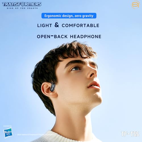 Transformers Earbuds T55, Bluetooth Wireless Gaming Earbuds with Mic, Open-Back in Ear Earbuds, Low Latency, HiFi Calling, Dual Modes, LED Display (Mirage White) - color: Mirage White