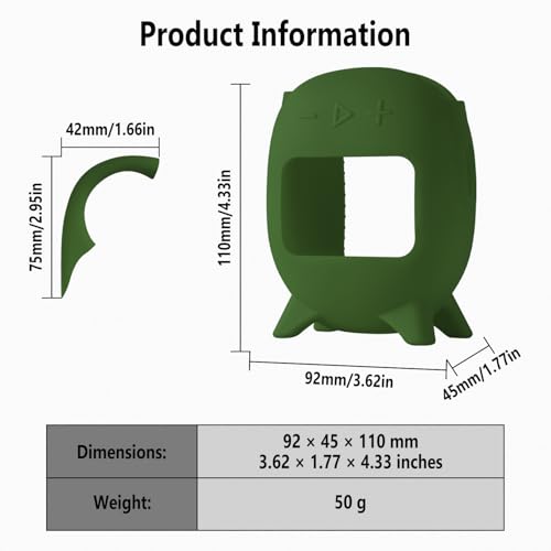 Geiomoo Silicone Carrying Case for JBL Clip 5, Protective Portable Scratch Shock Resistant Cover (Emerald Green) - color: Emerald Green