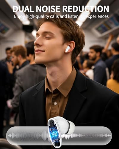 True Wireless Earbuds, Bluetooth 5.4 Headphones with Dual ENC ANC Noise Canceling, 13mm Drivers for Deep Bass Stereo, IPX7 Waterproof, 18H Playtime, USB-C Charging Case for iPhone Android - color: Rose gold