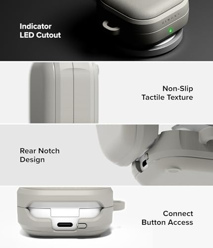 Ringke Onyx Magnetic for Samsung Galaxy Buds 4 Pro Case and Galaxy Buds 4 Case [Compatible with MagSafe] Prevents Oily Smudges Feels Good in The Hand Non-Slip Cover - Warm Gray - color: Warm Gray, size: Galaxy Buds 4 Pro / 4