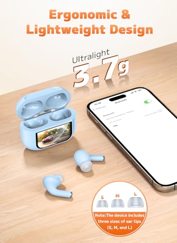Wireless Earbuds, Bluetooth 5.4 Ear Buds, ENC Noise Cancelling Headphones with 48H Playtime, Bass Stereo Sound, Compatible with iPhone Air/17/16/15/14/Android, Pad - Sky Blue - color: Sky Blue