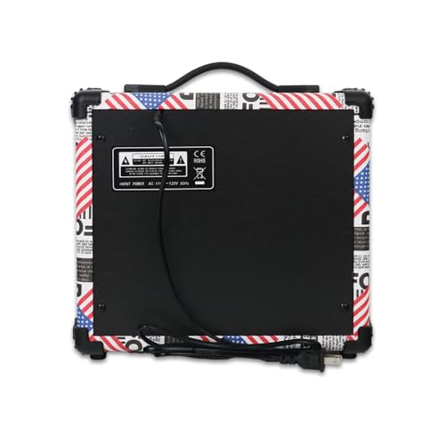 20W Electric Guitar Amplifier Flag Amp Practice Small Portable Travel Mini with Headphone Jack Aux Distortion Gain Treble Bass Volume With 3 Meters Cable Audio Adapter Picks Aux Cable Earphone - color: Flag