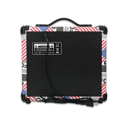 20W Electric Guitar Amplifier Flag Amp Practice Small Portable Travel Mini with Headphone Jack Aux Distortion Gain Treble Bass Volume With 3 Meters Cable Audio Adapter Picks Aux Cable Earphone - color: Flag