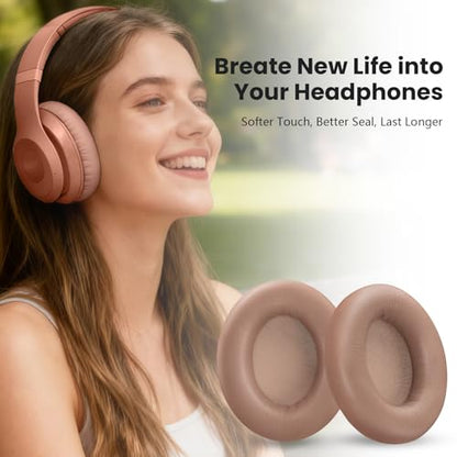 Studio Pro Headphone Ear Pads, Replacement Earpads/Cushions for Beats Studio Pro, with Premium Protein Leather, Resilient Memory Foam, Added Thickness - color: Dune