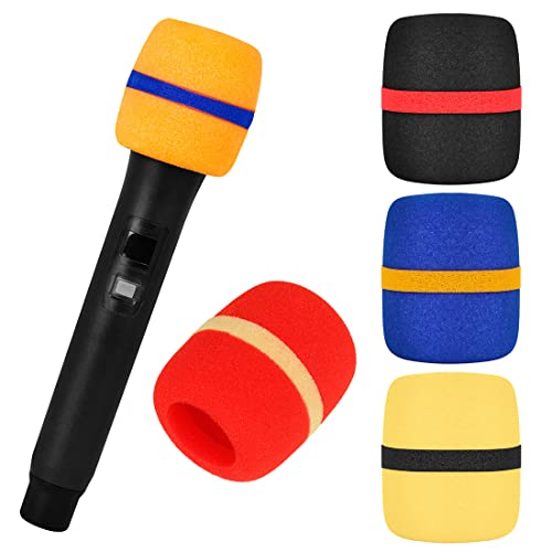 Alnicov 5 Pack Thick Handheld Microphone Windscreen Sponge Cover in Black,Blue,Orange,Yellow,Red
