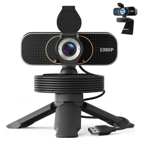 the Webcam for PC that Just Works - Every Time All Platforms | Plug and Play No Driver Needed, Crystal Clear 1080p Full HD, Your Privacy Physically Protected, Mount It Anywhere in Seconds - color: Black with Tripod