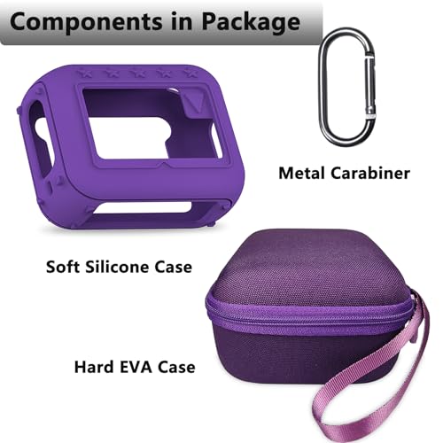 Silicone Cover and Hard Carrying Case for JBL Go 4 Bluetooth Speaker | Protective Holder Carrier for JBL Go 4 Speaker Accessories, Scratch-Resistant and Drop-Proof Cover (Purple) - color: Purple