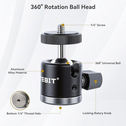 UTEBIT 40mm C-Clamp Camera Mount with Mini Ball Head, Black - size: 40mm