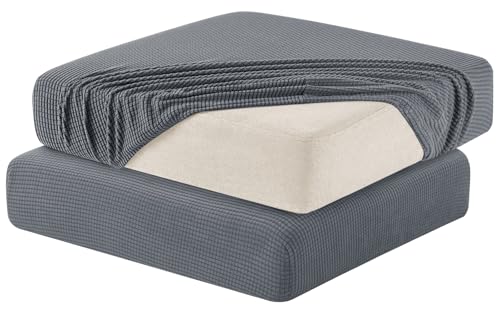 Hokway Stretch Couch Cushion Slipcovers Reversible Cushion Replacement Slipcovers Sofa Cushion Covers(Flint Grey, 2 Pieces) - color: Flint Grey, size: Small (2 Pieces)