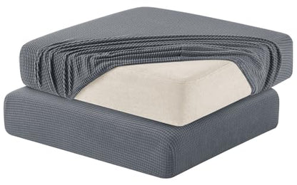 Hokway Stretch Couch Cushion Slipcovers Reversible Cushion Replacement Slipcovers Sofa Cushion Covers(Flint Grey, 2 Pieces) - color: Flint Grey, size: Small (2 Pieces)