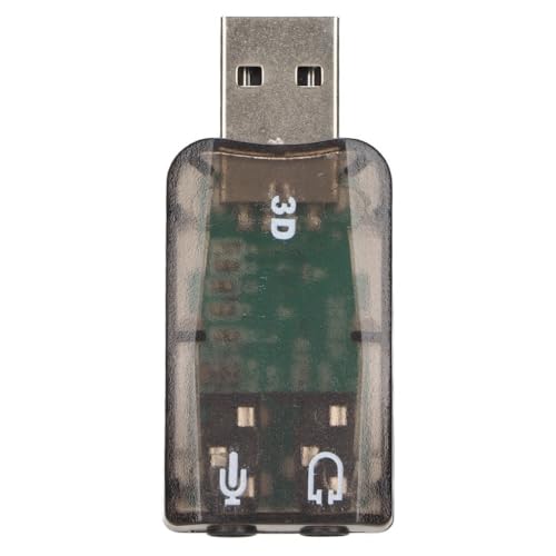 Stereo Virtual 5.1 Channel USB 2.0 Pure Digital Sound Card with 3.5mm Headphone Microphone Jacks External Sound Adapter for Windows PC