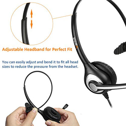 Wantek 2.5mm Telephone Headset with Mic Noise Cancelling, Office Phone Headset Compatible with AT&T ML17929 Panasonic Vtech RCA Uniden Cisco SPA Grandstream Polycom Cordless Dect Phones(A600F) - color: Monaural F600J25