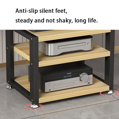 Multi-Functional Stereo Shelf Home Office Desktop Amplifier Cabinet Audio Rack AV Media Player Stand with Wooden Storage Shelves and Steel Frame(B-4 Tier-40x35x48cm) - color: B, size: 4 Tier