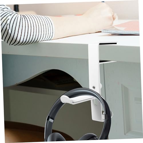 Desk Clamp Headphone Hanger Stand Metal Headphone Rack Non-Slip Pad for Multiple Space-Saving - color: White