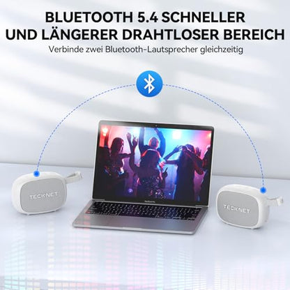 TECKNET Portable Bluetooth Speaker with Deep Bass, IP67 Waterproof Shower Speaker, 30H Playtime, Magnetic Design, TWS Pairing Wireless Speaker for Home & Outdoor,White,New - color: White